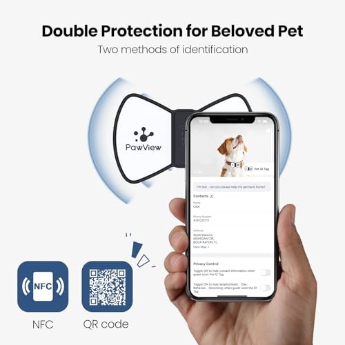 Slide On Dog Tags Personalized for Pets, NFC & QR Code Bow Tie Style Silent