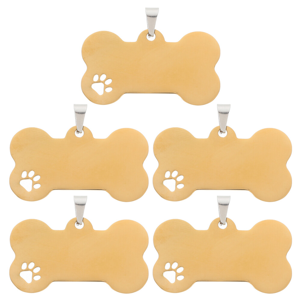 5PCS Cartoon Bone Shape Dog Tag Stainless DIY Pet Hanging Tag Blank Pet Name Tag