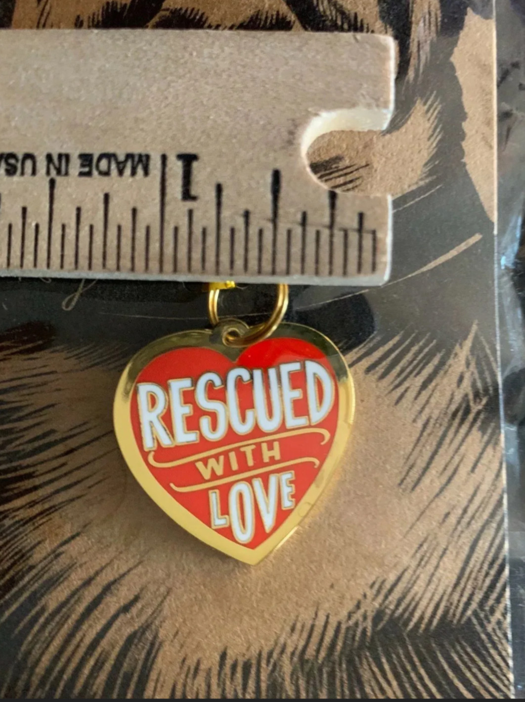 NEW Primitives by Kathy RESCUED WITH LOVE Metal Enamel Collar Pet Charm Dog NWT