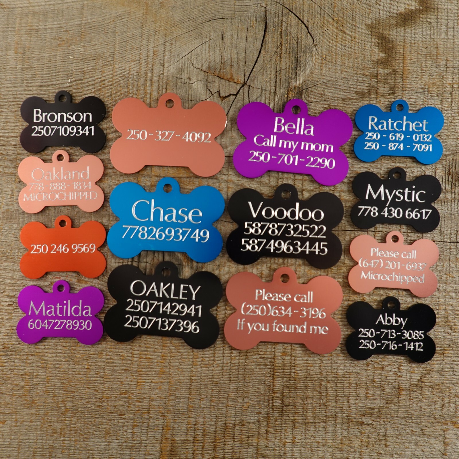 SKULL CROSSBONES PIRATE PET TAG DOG BONE CUSTOM DIAMOND ENGRAVED ON BACK 2 SIZES