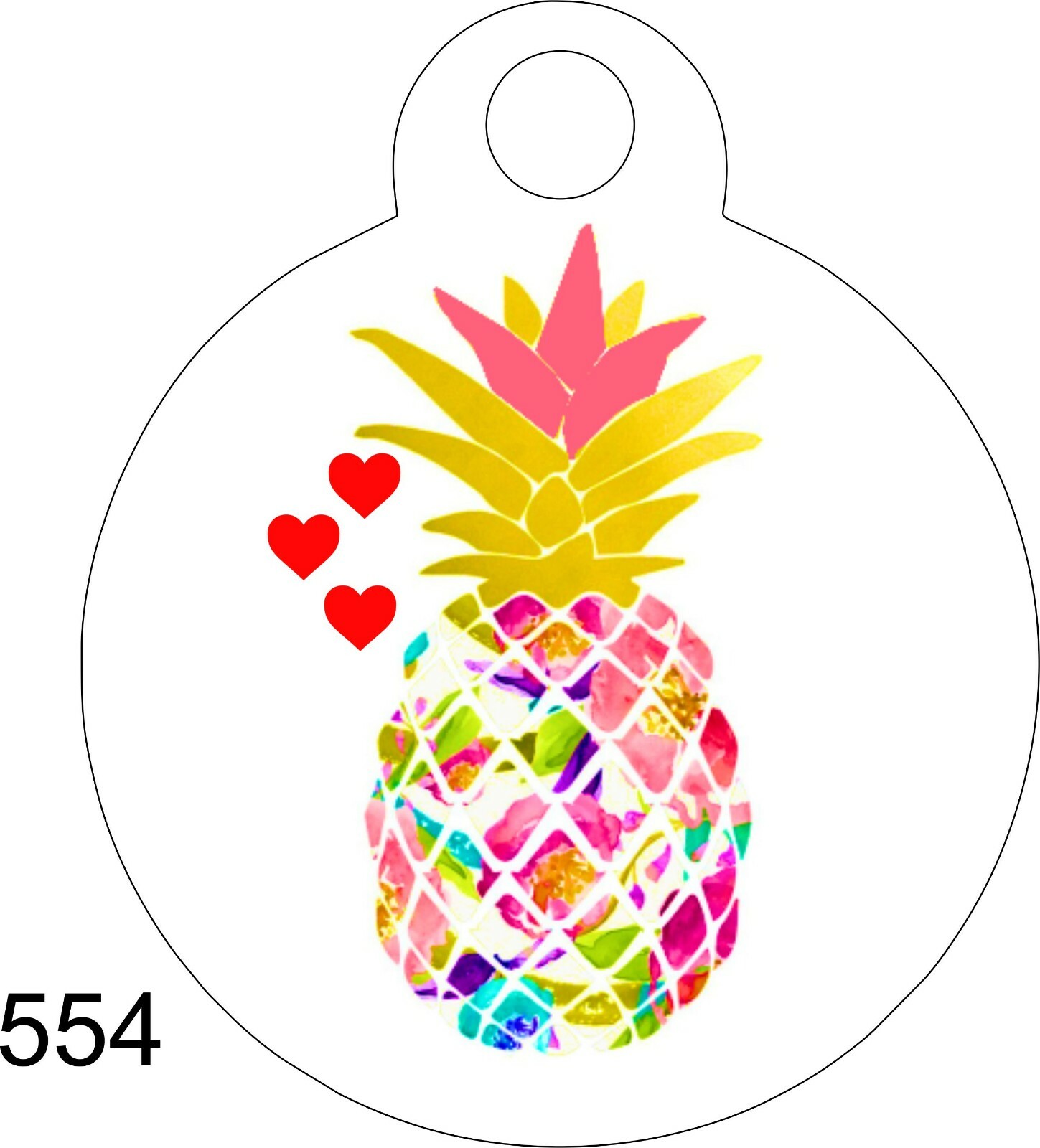 Pet Tags Personalized Pet ID tag for Dog and Cat ROUND PINEAPPLE LOVE HAWAII TAG