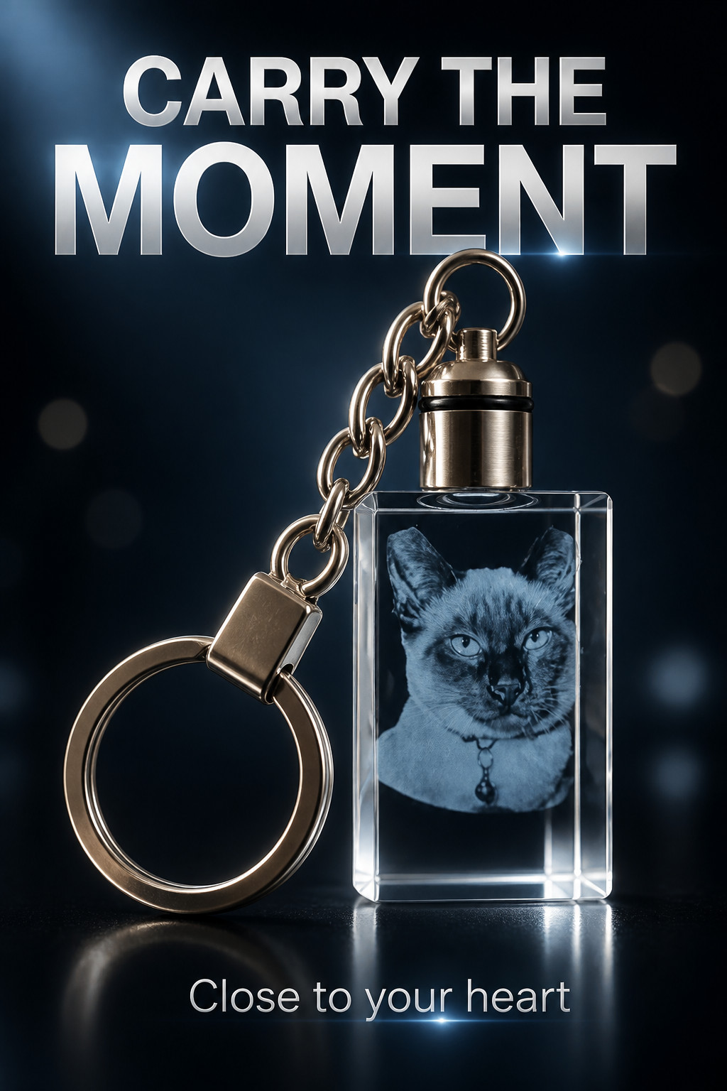 Crystal engraved with your pet photo Free LED light base