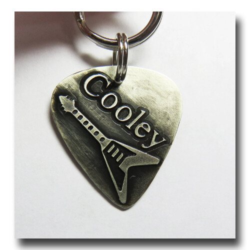 Guitar Pick Pet ID Dog Name Tag Free Engraving Brass Copper Nickel SIlver
