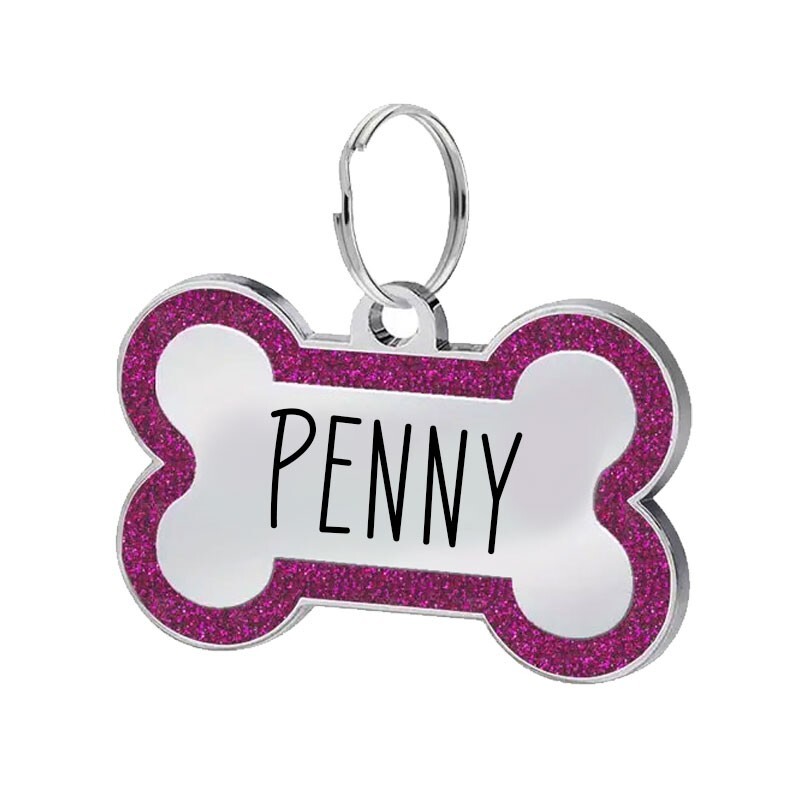 Custom Bone Large Dog Tag Placa ID Perro Grande Deep Engraved Stainless USA