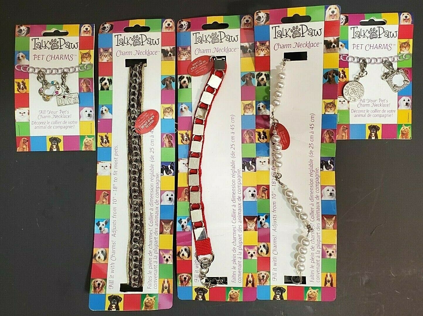 Talk to the Paw Dog 3 Charm Necklaces & 4 Pet Charms 10 – 18 inches