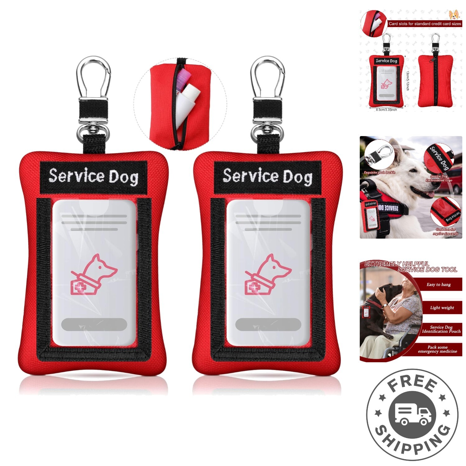 Lightweight Service Dog ID Holders – Convenient Clip-On Bags for Essentials
