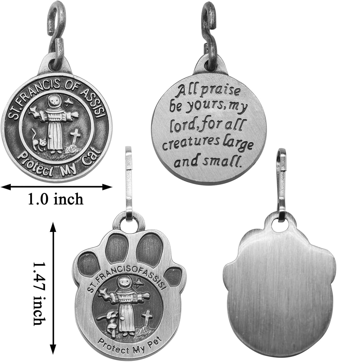 Pet Tags Engraved 2 Packs St Francis of Assisi Dogs Cats Medal Pendant Collar Ch