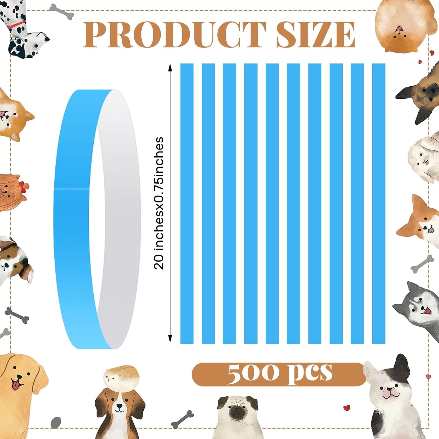 500 Count 20inch Adjustable Paper Dog Collars with Tear Resistant Waterproof Whe