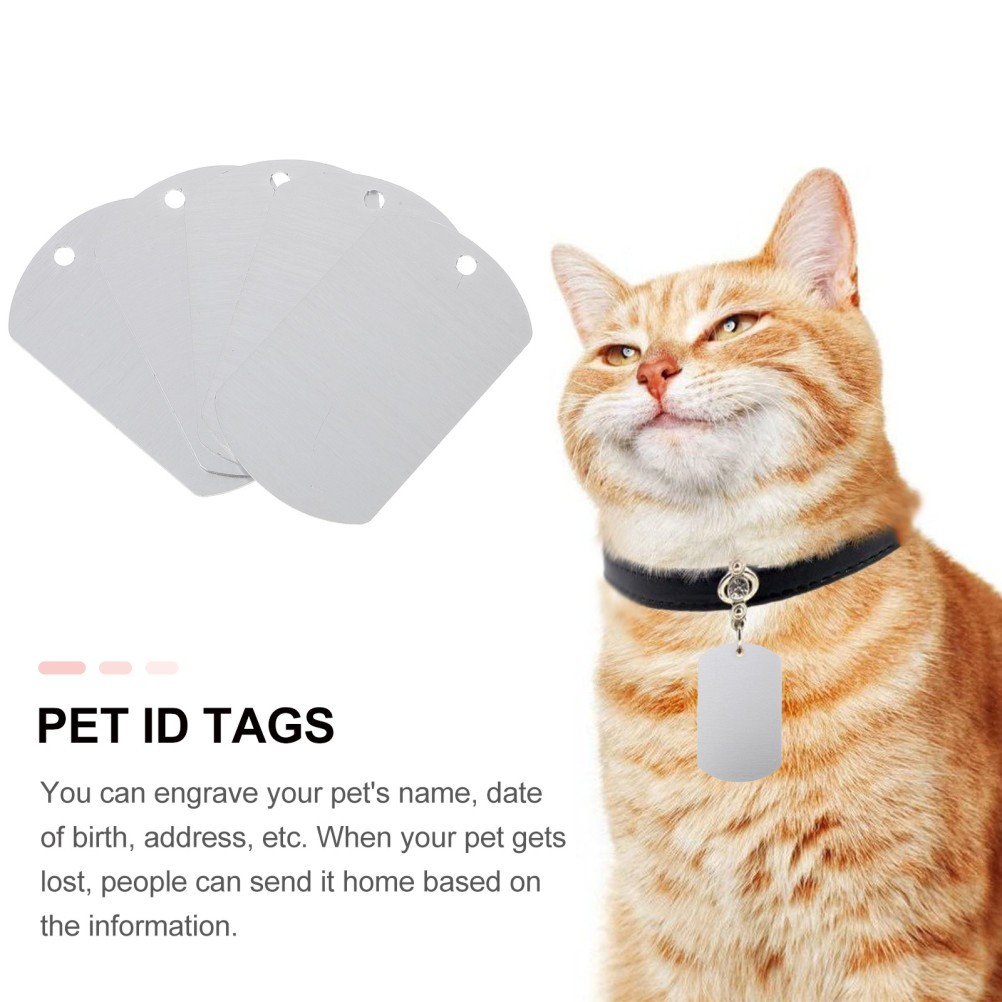20Pcs Reusable Aluminum Pet Id Tags Blank Dog Tags Silver for Engraving