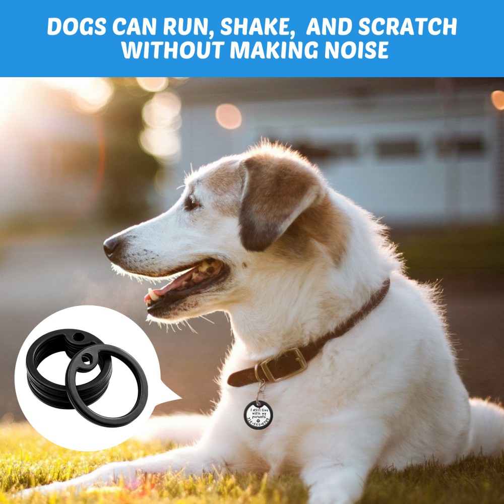 4Pcs Durable Silicone Pet Tag Silencers Noise Reducing Dog Accessories Black