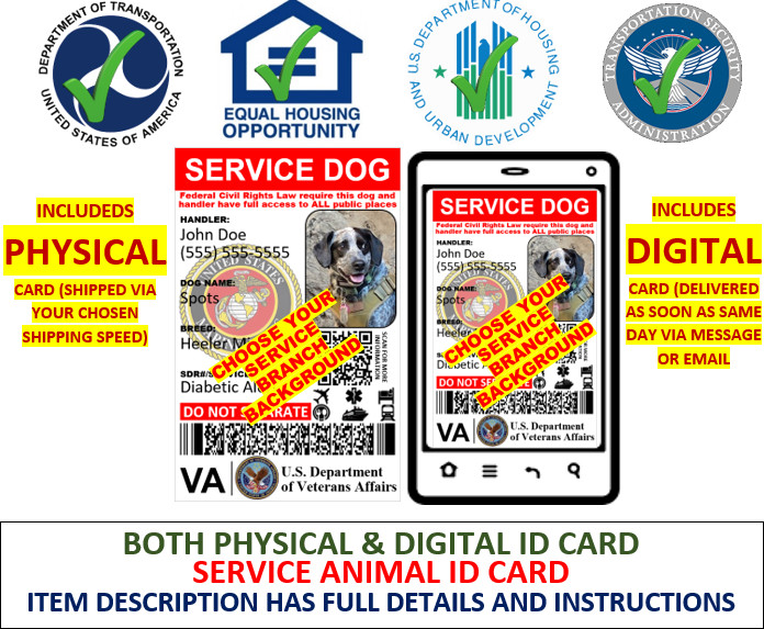 HOLOGRAPHIC VETERAN MILITARY SERVICE DOG ID 1 SIDE ONLY PHYSICAL & DIGITAL
