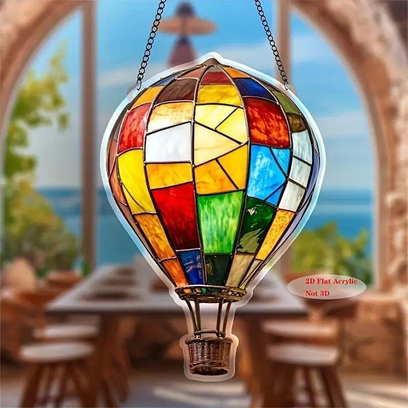 1pc 2D Acrylic Hot Air Balloon Light-Collecting Device Flower Window Pendant