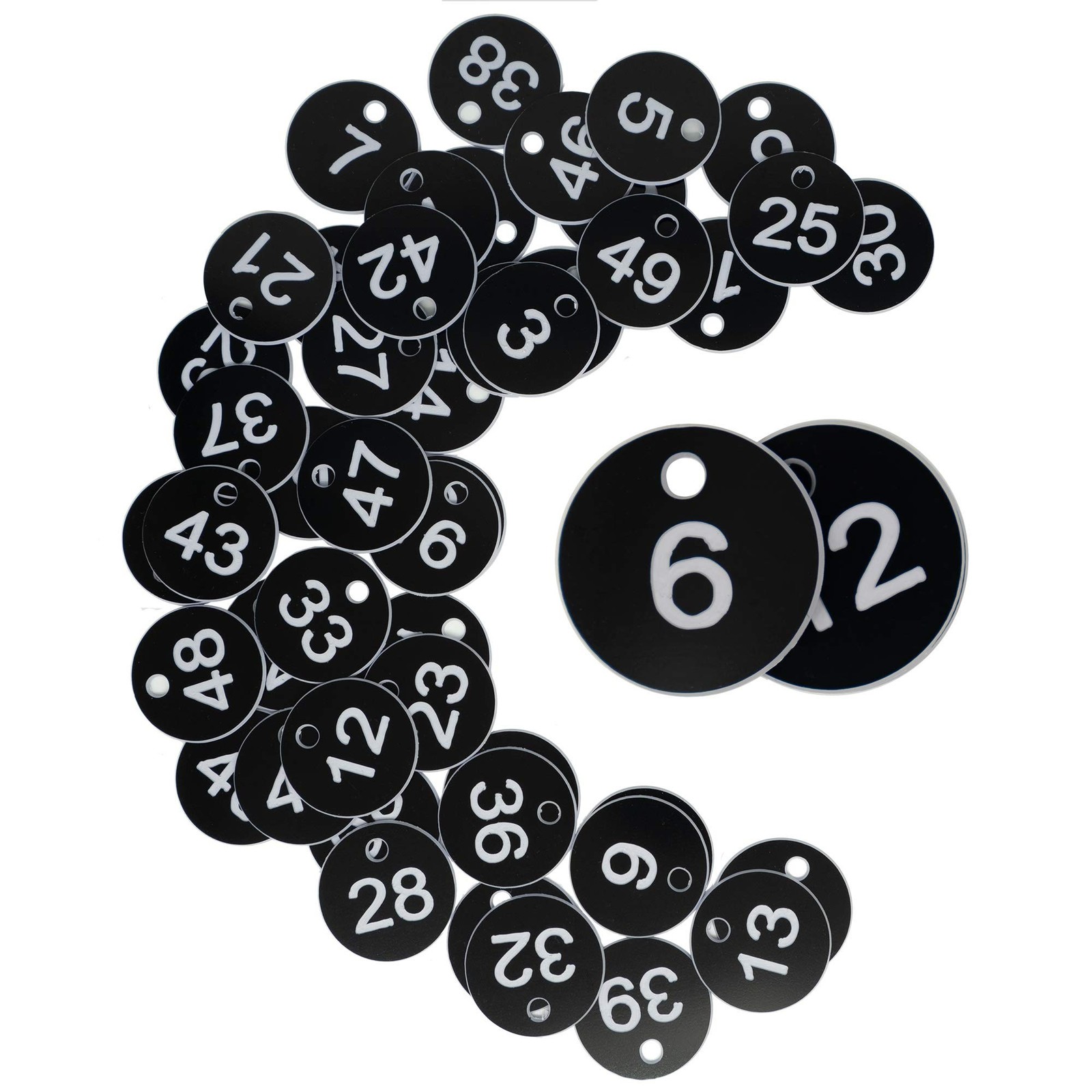 Plastic ID Engraved Number Keys Tags Without Key Rings (1-100, Black) 1-100
