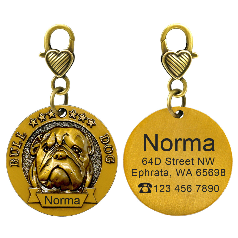 Personalized Dog 3D Tag Round Heavy Duty Custom Pet ID Name Collar Disc Engraved
