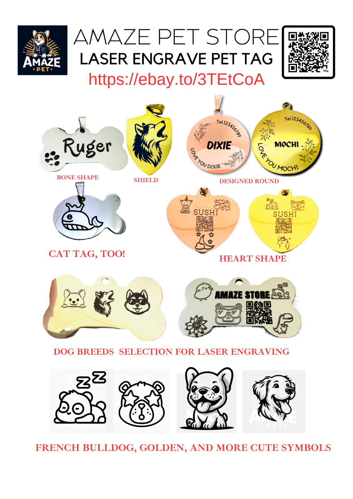 Hi-Quality Stainless Steel Pet ID Tag Dog Tag Personalized Front/Back Engraving