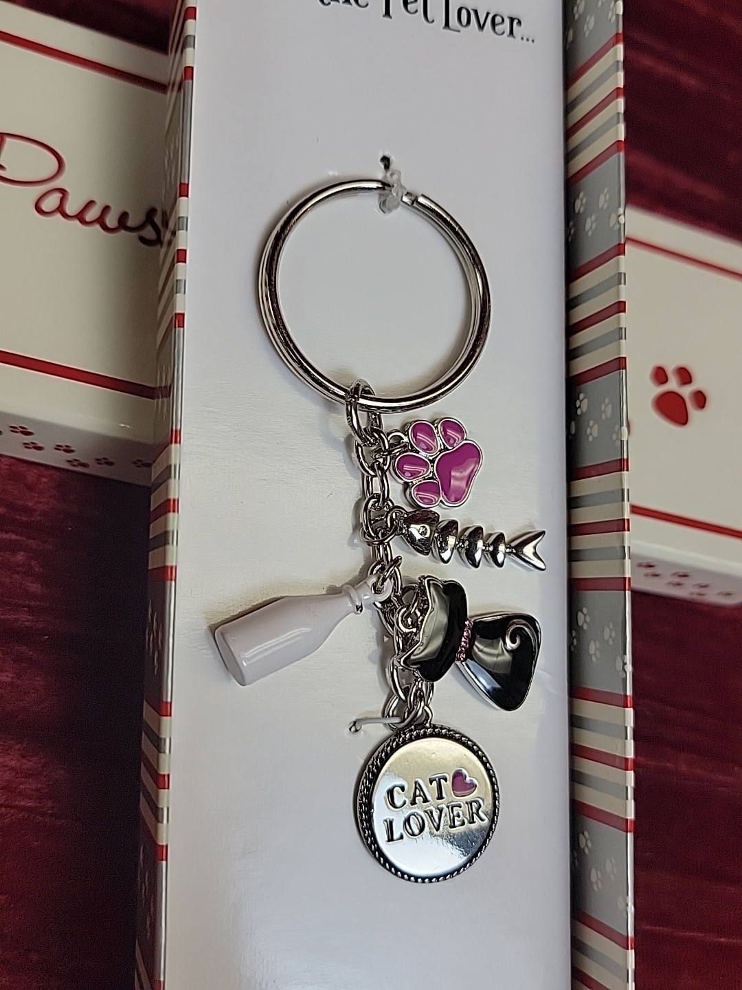 Pawsitively Spoiled NIB For The Pet Lover 49127 I LOVE MY CAT CHARM KEY CHAIN