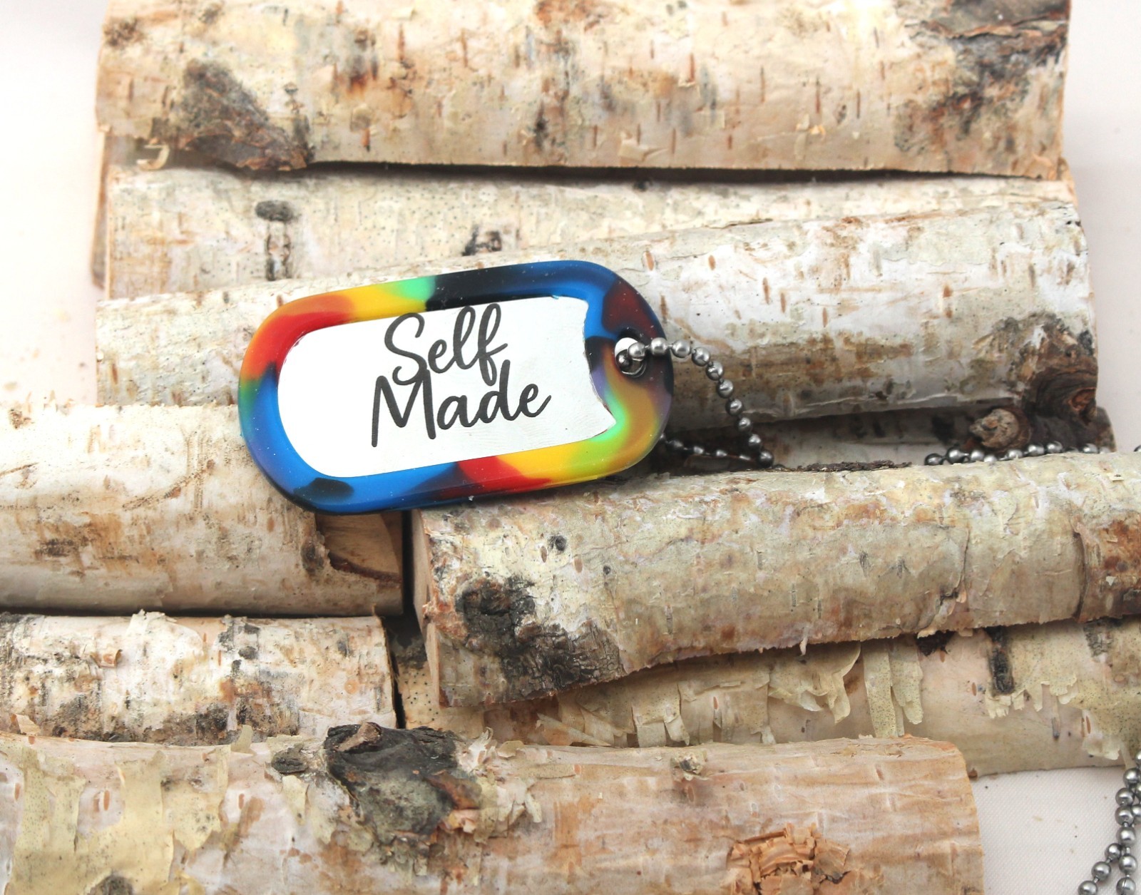 Testosterone Molecule Dog Tag – “Self Made” Dog Tag Necklace – Trans Pride Gift