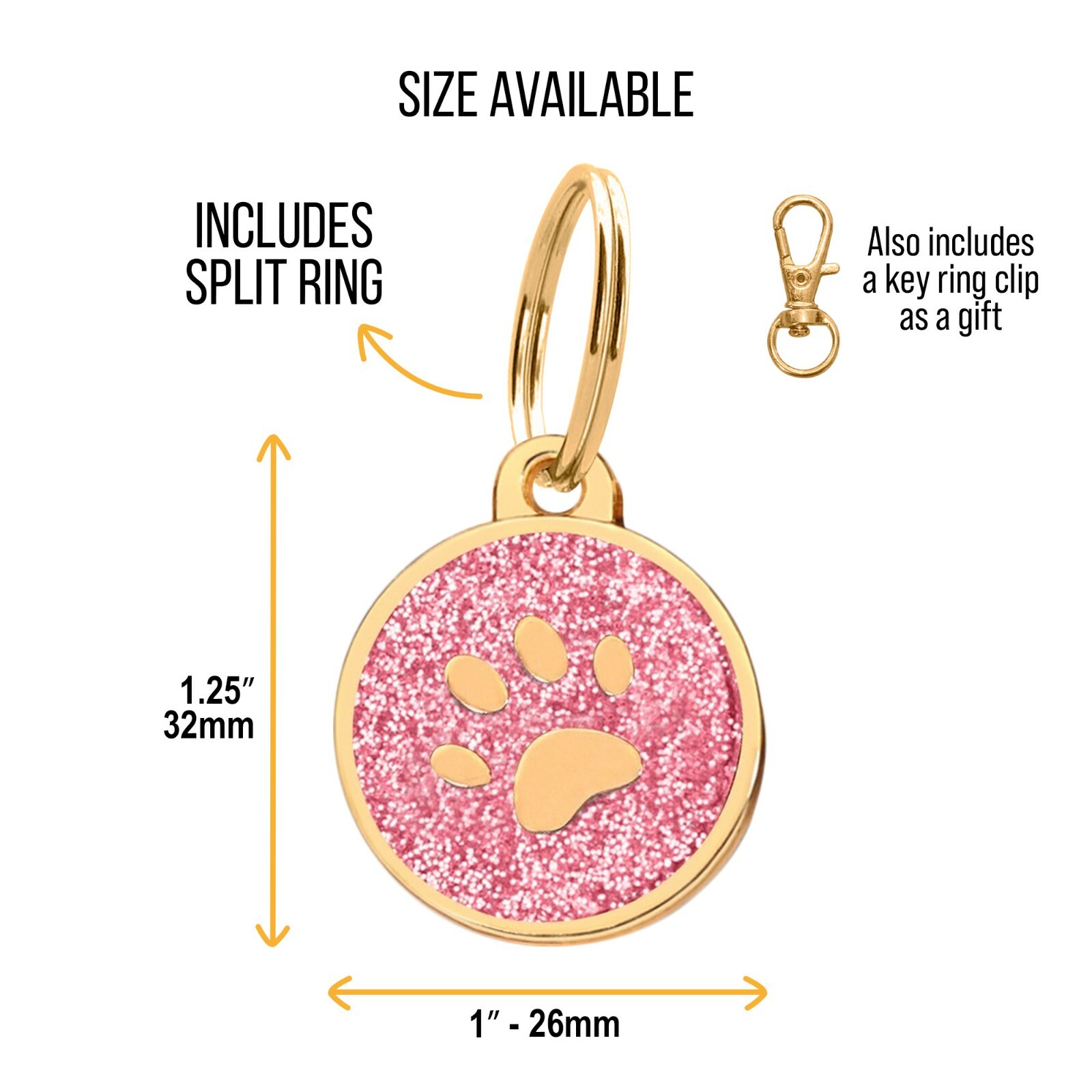 Personalized Stainless Steel Cute Sparkly Shiny Bling Paw Collar Tag Lost Dog