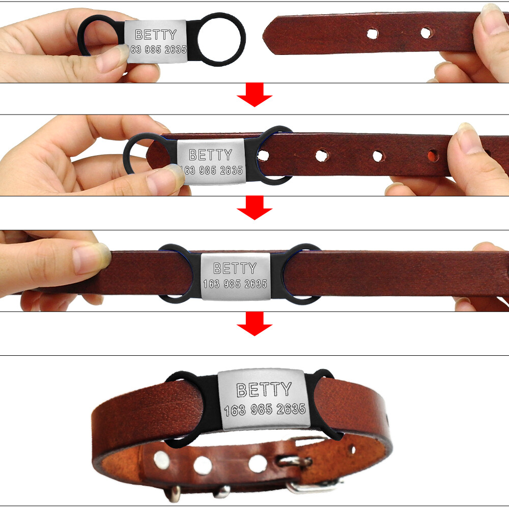 Personalized Slide-On No Noise Dog ID Tags Stainless Steel Cat Collar Tag Disc