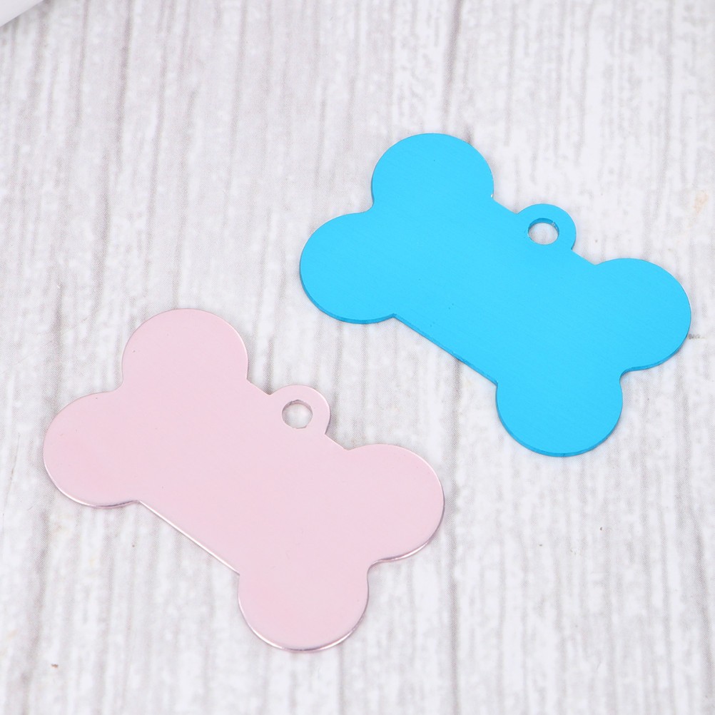 10Pcs Pet Id Tags Dog Tags Bone Design Aluminum Colors Durable Scratch Resistant