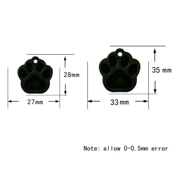 Black Personalized Anodized PAW Aluminum Pet ID Tags Collars Custom For Dog Cat