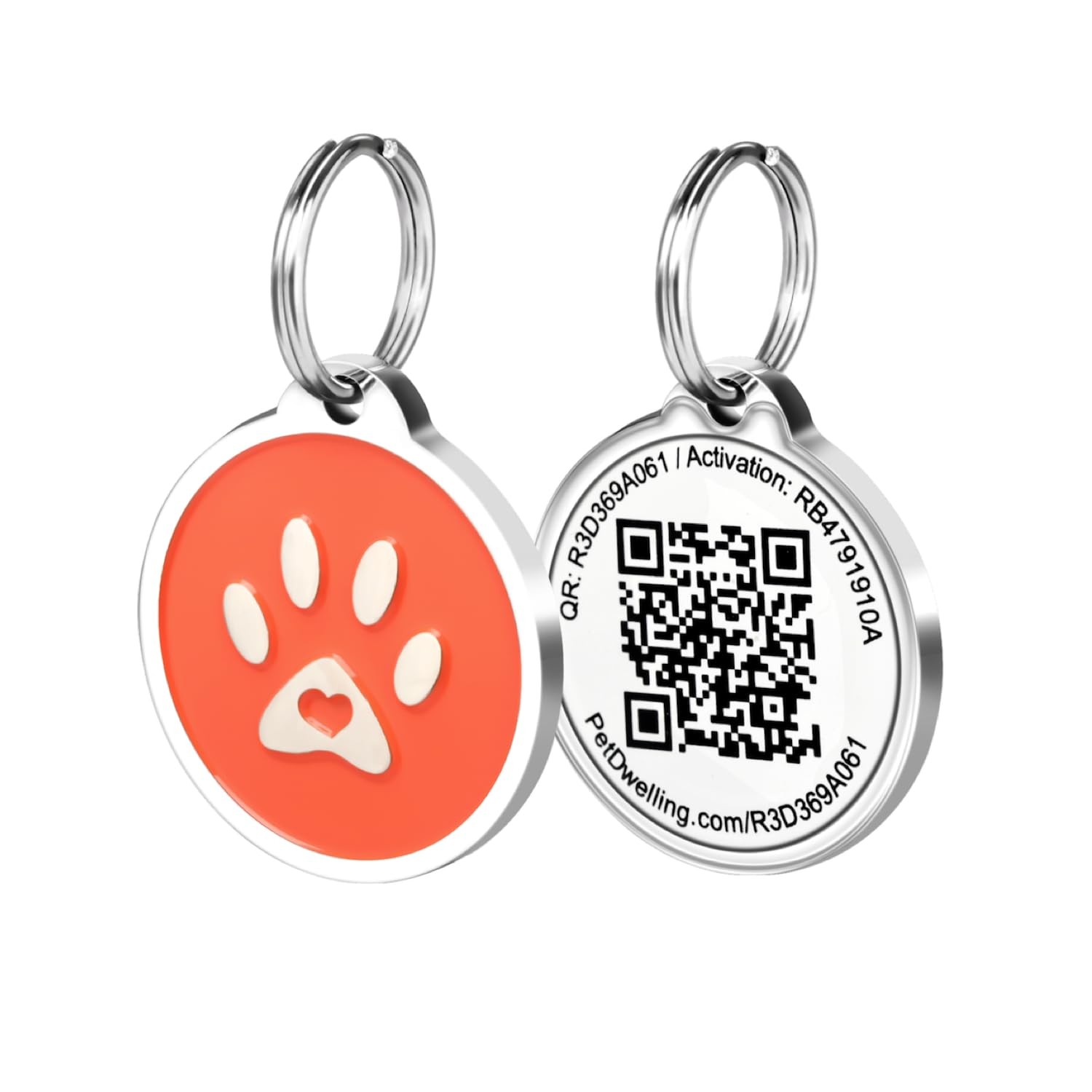 Orange Paw QR Pet Tag Durable Waterproof Easy Access Lifetime Guarantee