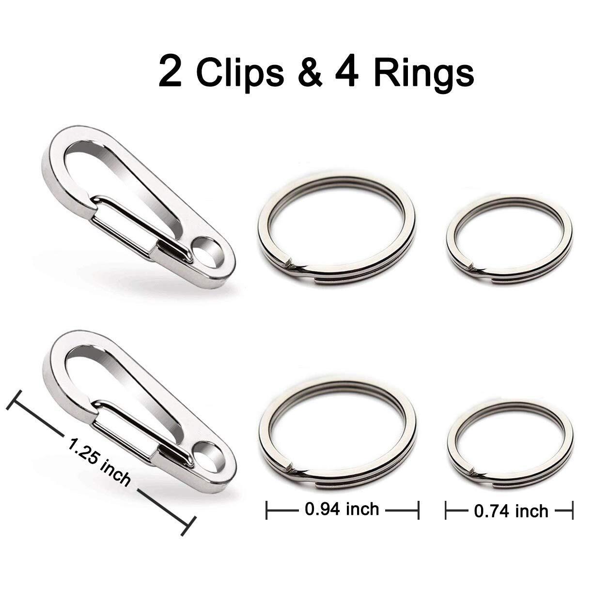 2 Pack Stainless Steel Dog Tag Clips w/ Rings Pet ID Tag Holder for Dog Collars