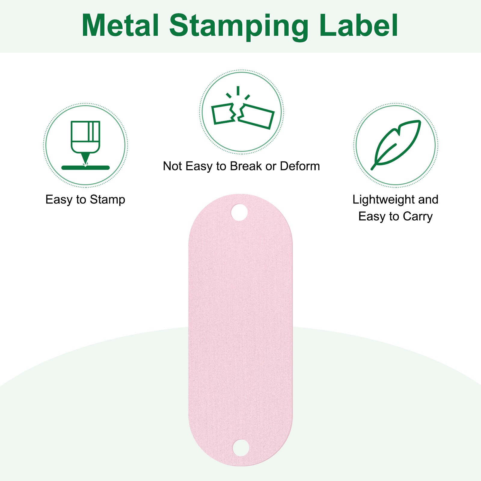25-Pack 2″ x 0.75″ x 0.04″( L x W x T ) Blank Dog Tags [Pink, 2 Holes]