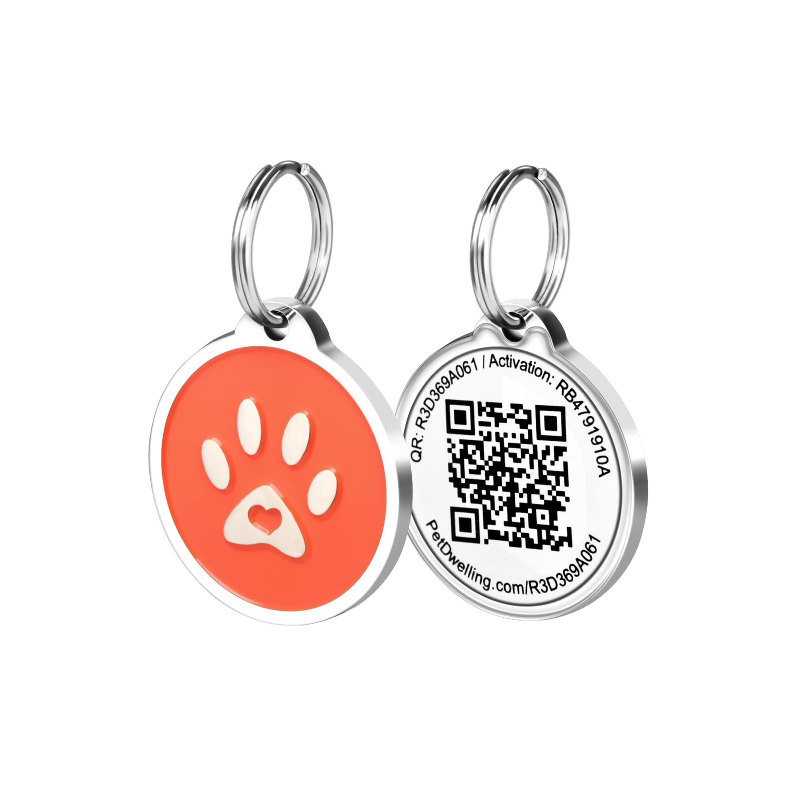 Orange Paw QR Pet Tag Durable Waterproof Easy Access Lifetime Guarantee