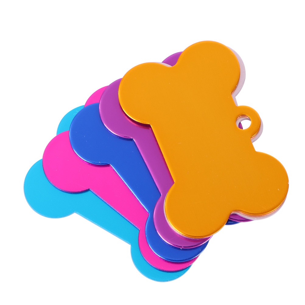 10Pcs Pet Id Tags Dog Tags Bone Design Aluminum Colors Durable Scratch Resistant