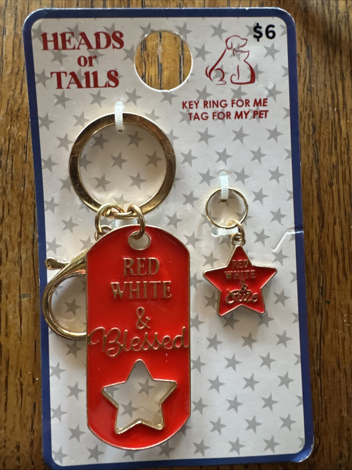 Heads or Tails 2PC Pet Collar Charm with matching Keychain Set – Red, White And