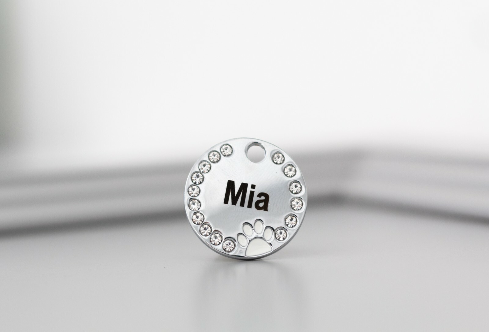 Custom crystals Pet ID Tag Personalized Rhinestones Cat Dog Tag Sparkling Paw