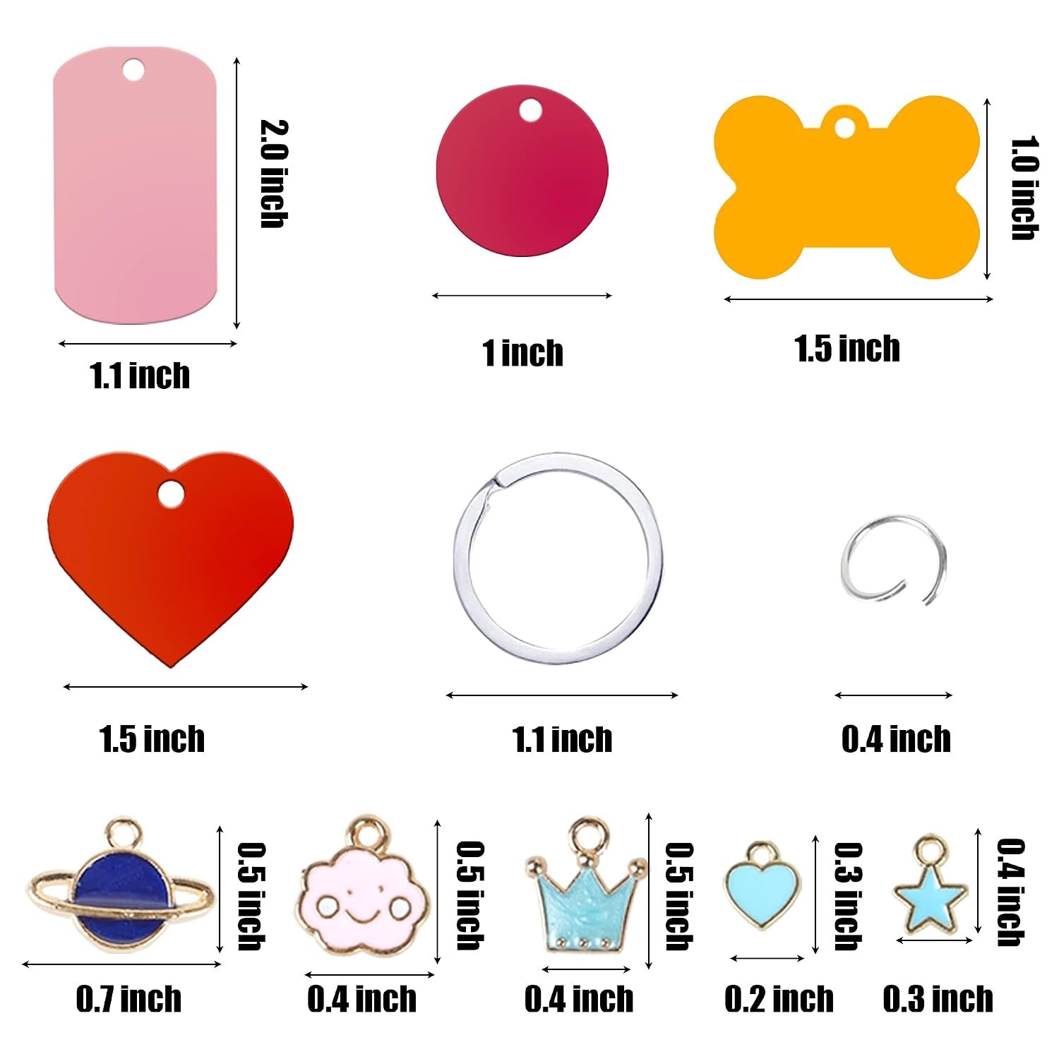 140pcs Pet ID Tag Set with 40pcs Colourful Blank Dog Tags Double Sided Aluminum