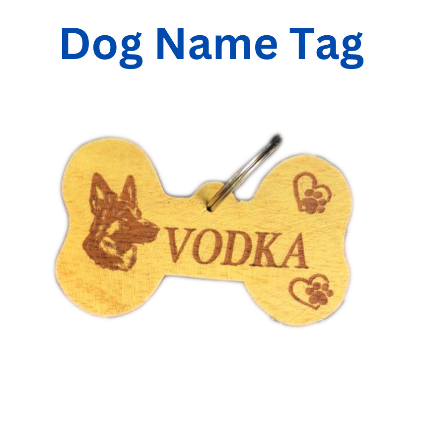 Dog /Cat Name Customized Tag Engraved Print Pet ID Bone tag Wooden Personalized