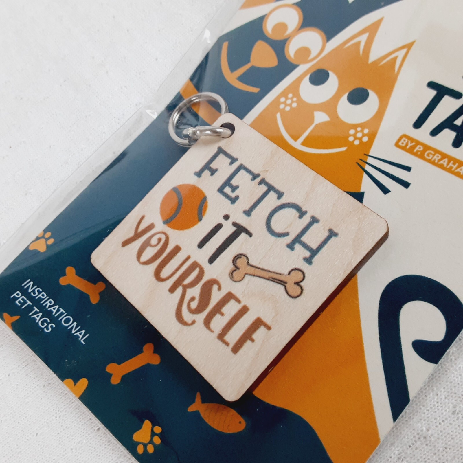 P Graham Dunn WAG TAGS Pet Collar Charms Wooden Square 1.5″ Assorted Set of 4