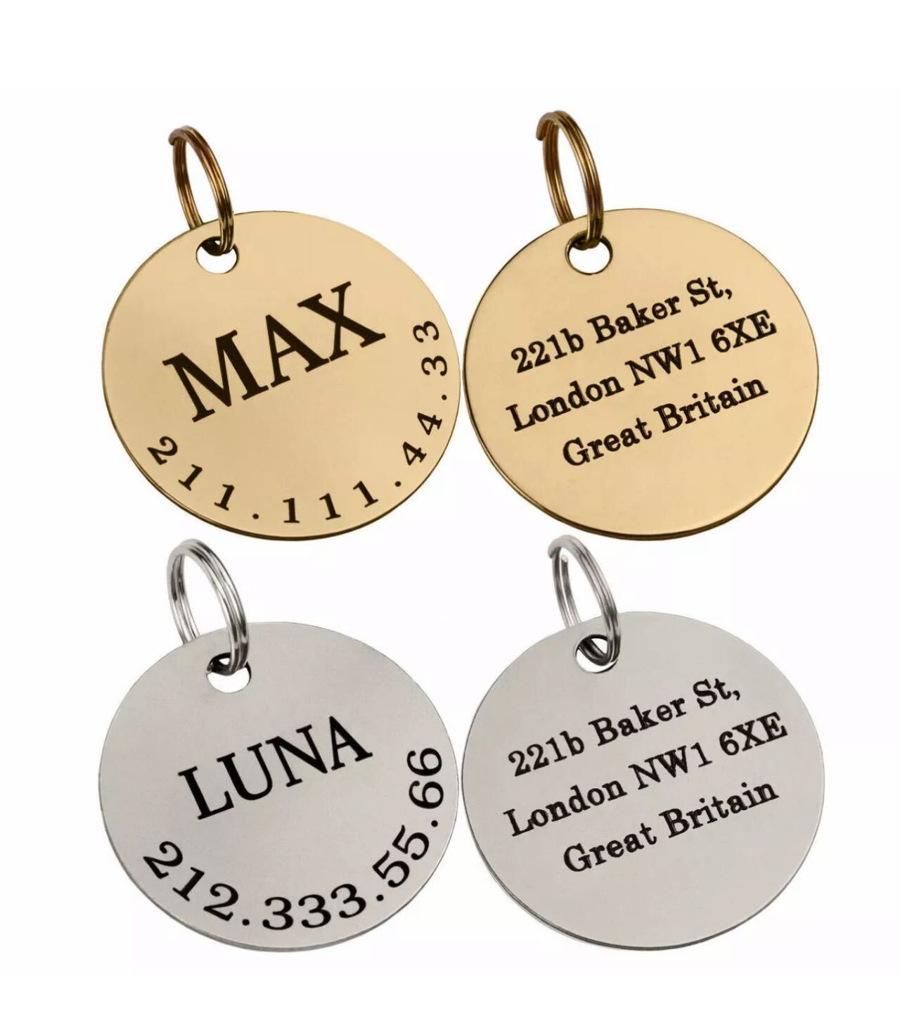 Pawtographize Dogs Cats ID Tags Stainless Steel Personalized Pet ID Tags Circle