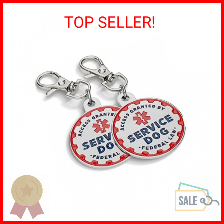 Industrial Puppy Service Dog Tag, 2 Pack: Metal Pet ID Tags for Service Animals,