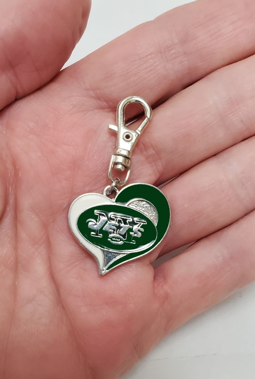 NY NEW YORK JETS FOOTBALL CHARM ZIPPER PULL PURSE WALLET BACKPACK DOG CAT COLLAR