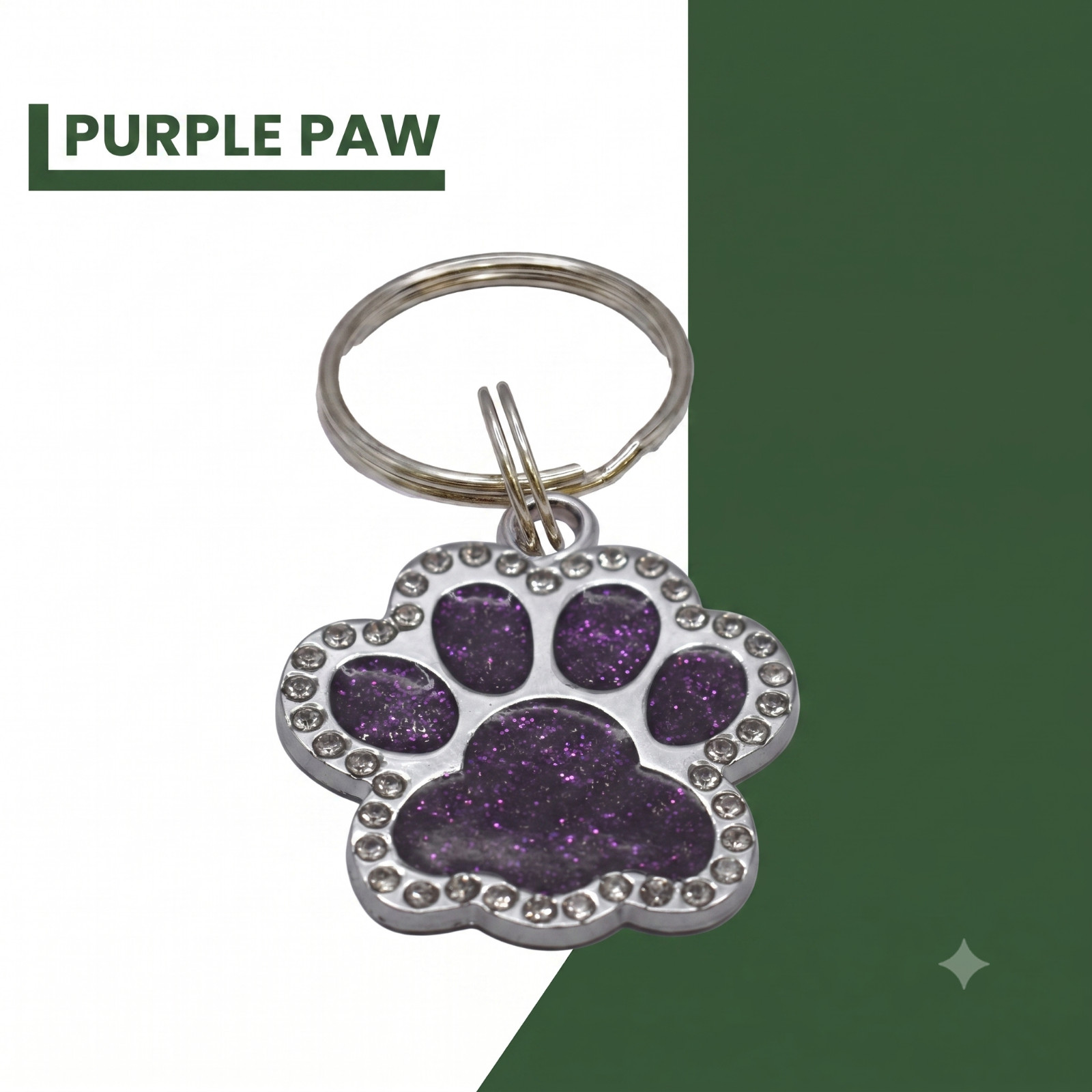 Bling Rhinestone Paw Pet ID Tag Glitter Crystal Custom Deep Engraved Dog Cat