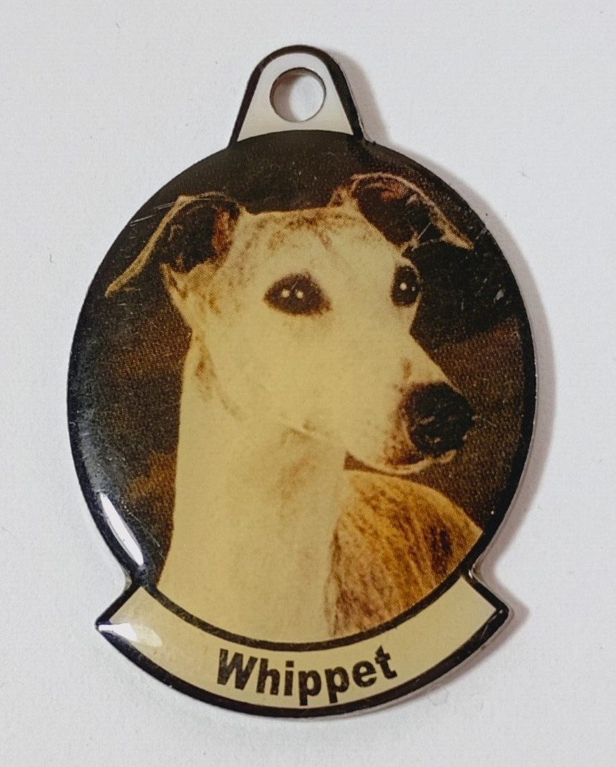 Metal Dog Breed Photo Tag. “Whippet” For Dog Collar or Key Chain.
