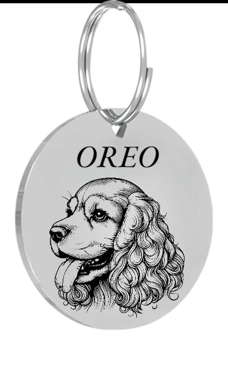 COCKER SPANIEL Pet ID Tags Dog Tags Personalized Front and Back Engraving…