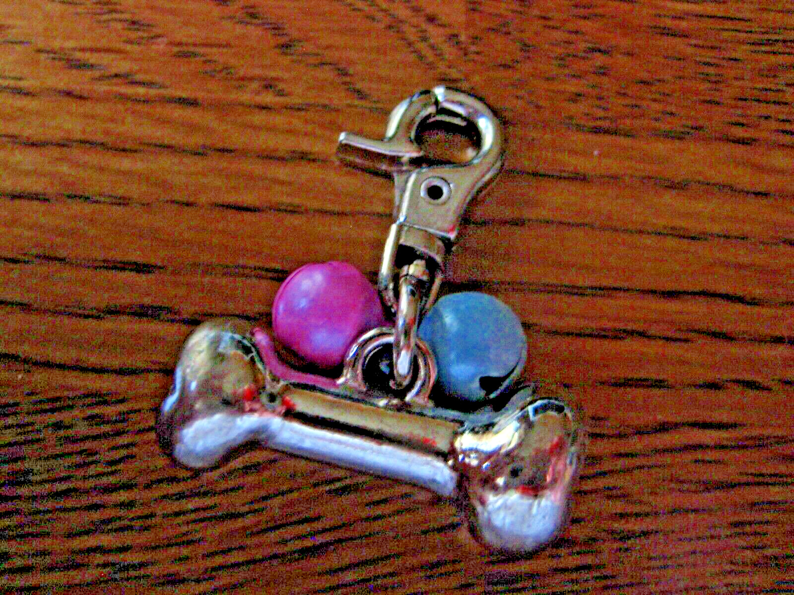 Silver Bone + 2 Bells Dog Tag Charm Zipper Pull NEW
