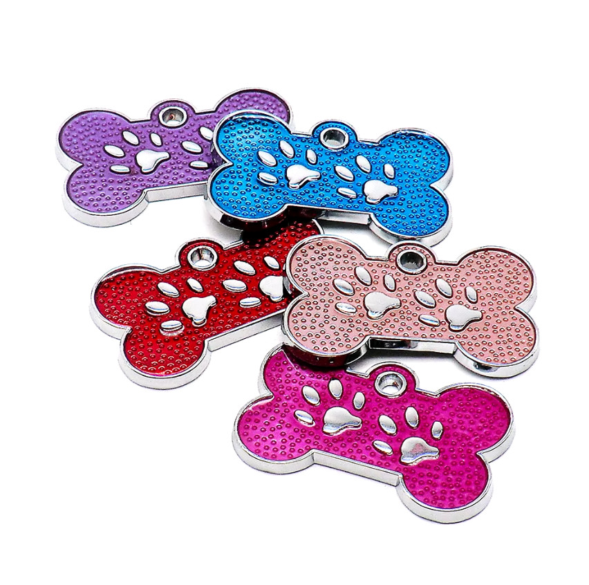 Fancy Bone With Paw Stainless Steel Heavy Duty Pet ID Tags Anti-lost For Cat Dog