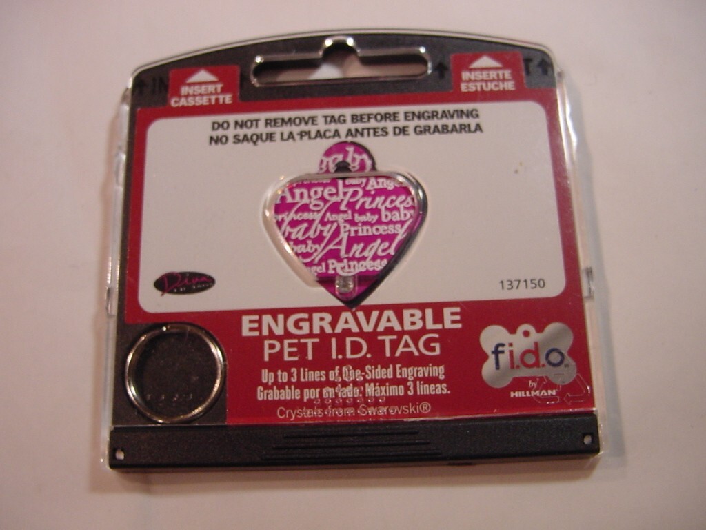 NEW – FIDO ENGRAVABLE PET I.D. TAG – PINK HEART