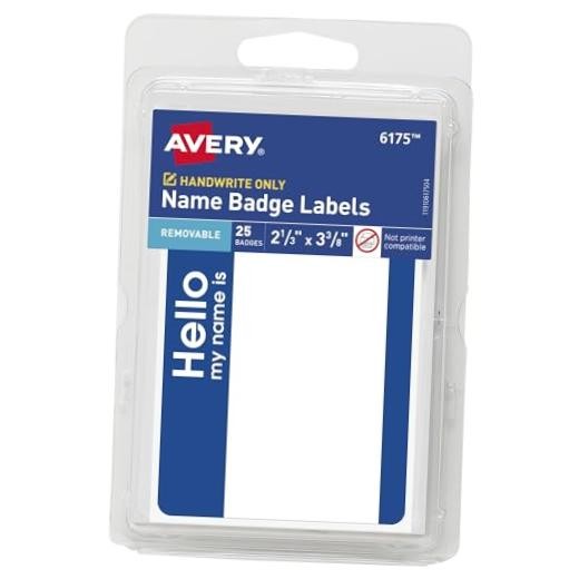 Avery Customizable Name Tags, Hello My Name is, 2-1/3″ x 3 25 Count (Pack of 1)