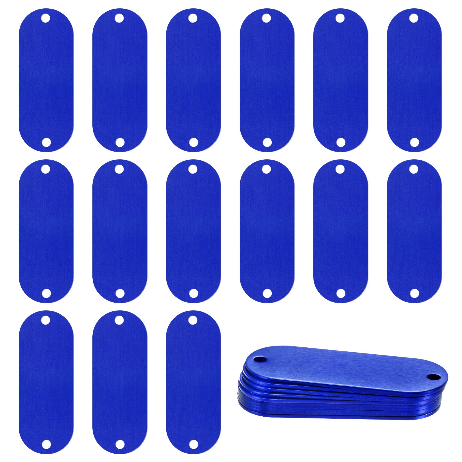 25-Pack 2″ x 0.75″ x 0.04″( L x W x T ) Blank Dog Tags [Blue, 2 Holes]