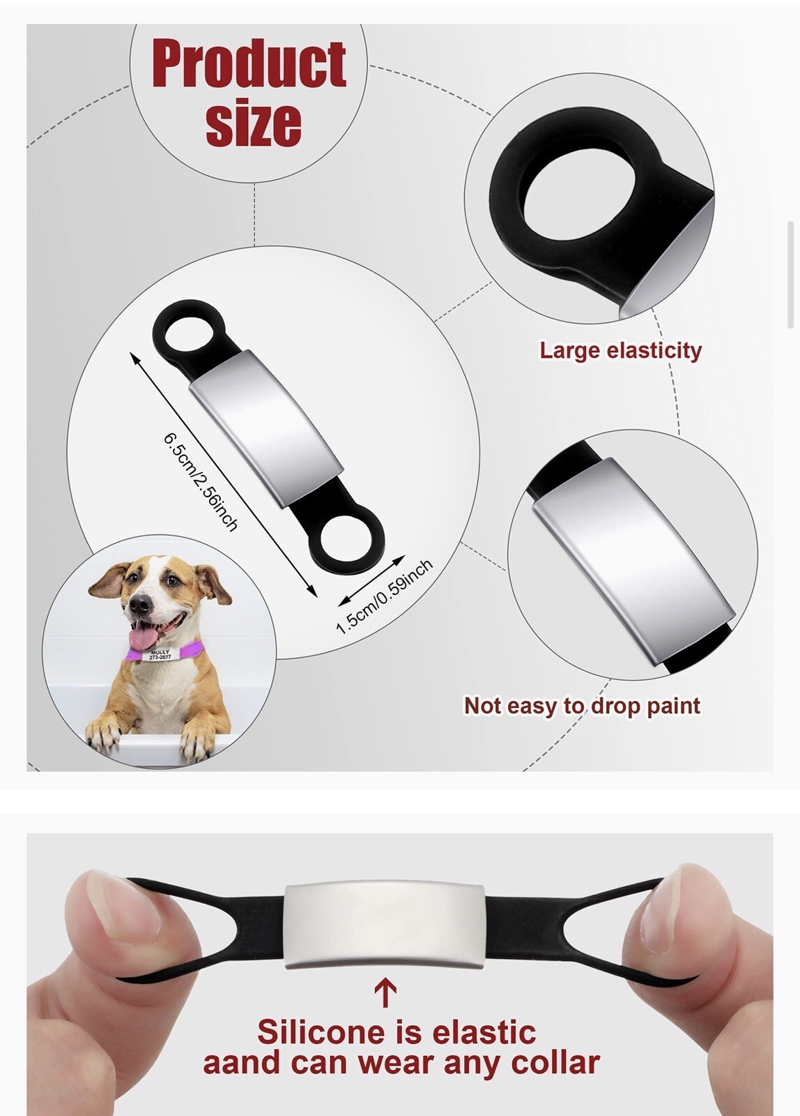 Silicone Slide On Dog Tags – Small