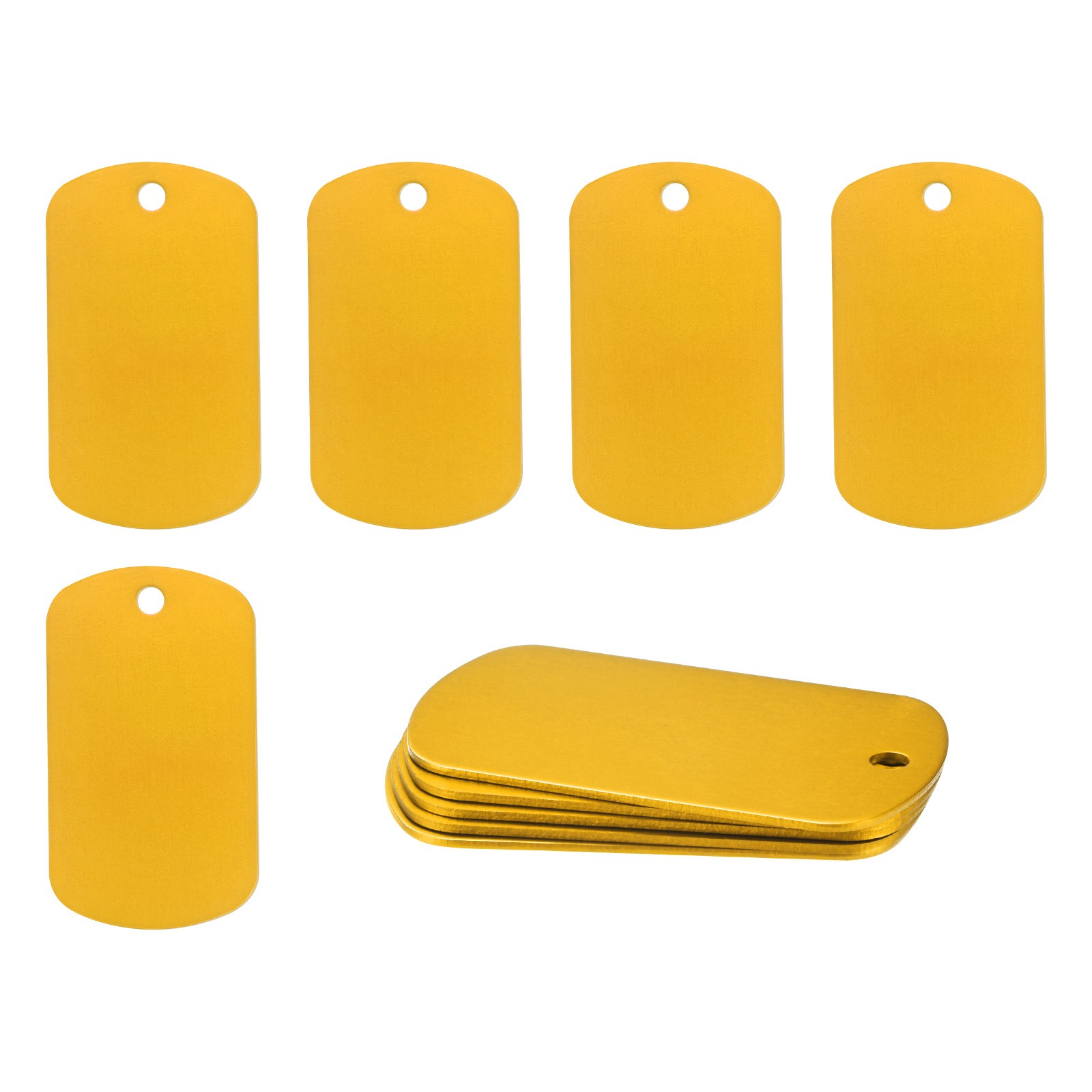 10-Pack 2″ x 1.18″ x 0.04″( L x W x T ) Blank Dog Tags [Yellow, 1 Hole]
