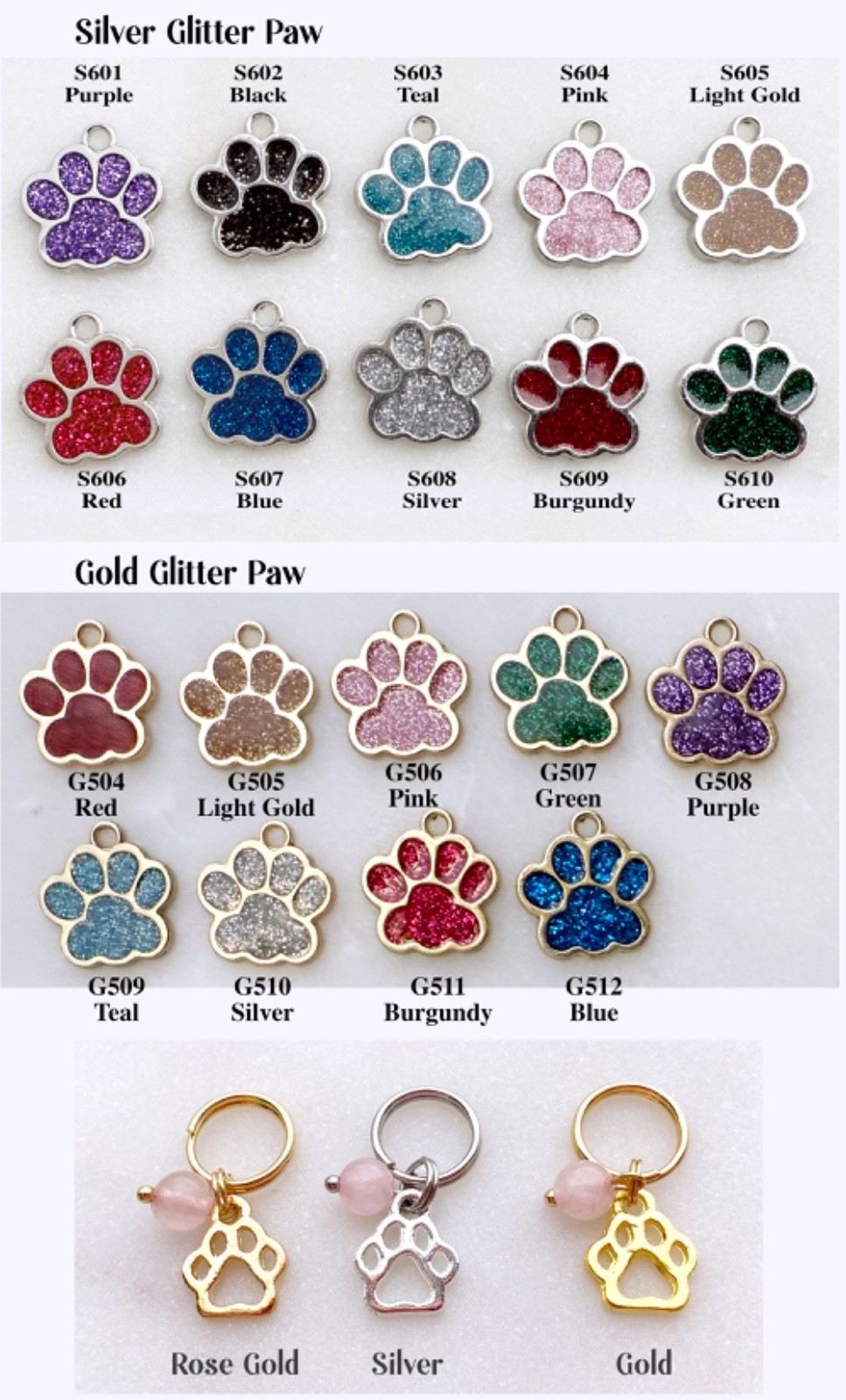 Pet Crystal Gemstone Cute Glitter Paw Custom for Cats or Dogs