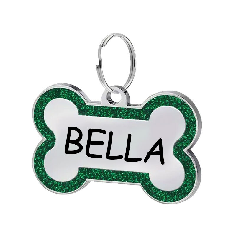 Custom Bone Large Dog Tag Placa ID Perro Grande Deep Engraved Stainless USA
